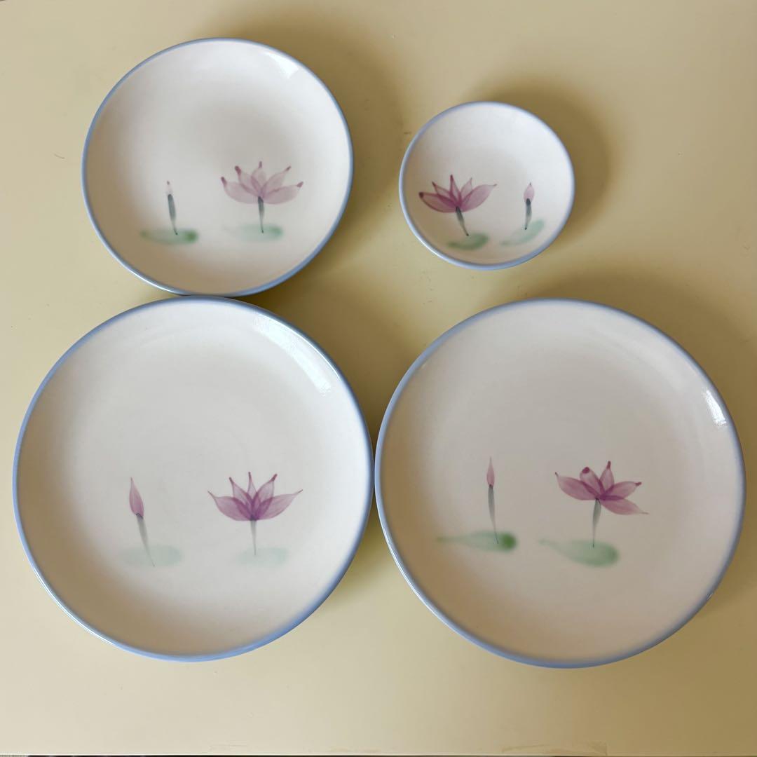 台湾 立晶窯 蓮の花 平皿4枚