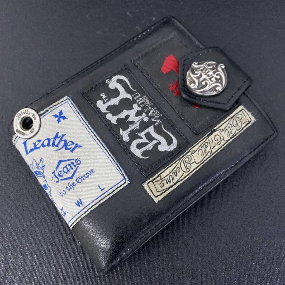 Bill Wall Leather シルバー ボタン パッチ レザー ウォレット