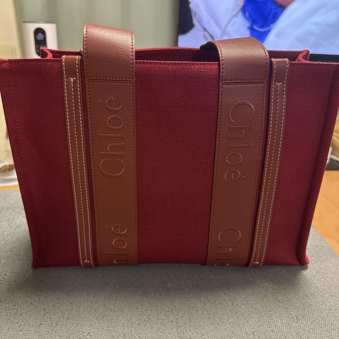 Chloé 赤 キャンバス トートバッグ Chloe クロエ