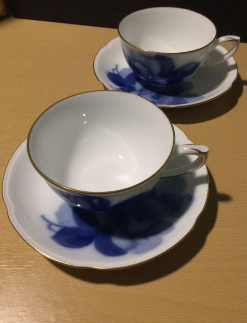 国産HOT 大倉陶園OKURAブルーローズカップアンドソーサー美品ペア 3VQv9-m18705792243 2022人気SALE