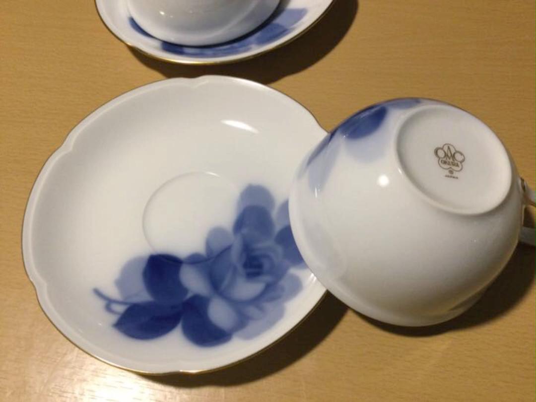 国産HOT 大倉陶園OKURAブルーローズカップアンドソーサー美品ペア 3VQv9-m18705792243 2022人気SALE