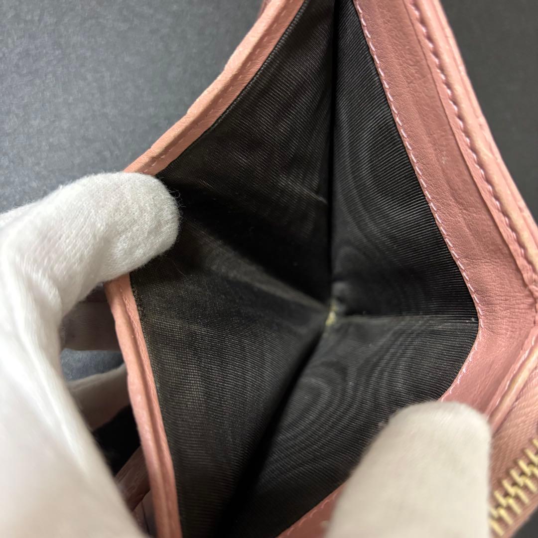 p51　グッチ　ピンク　マイクロシマ　二つ折り財布