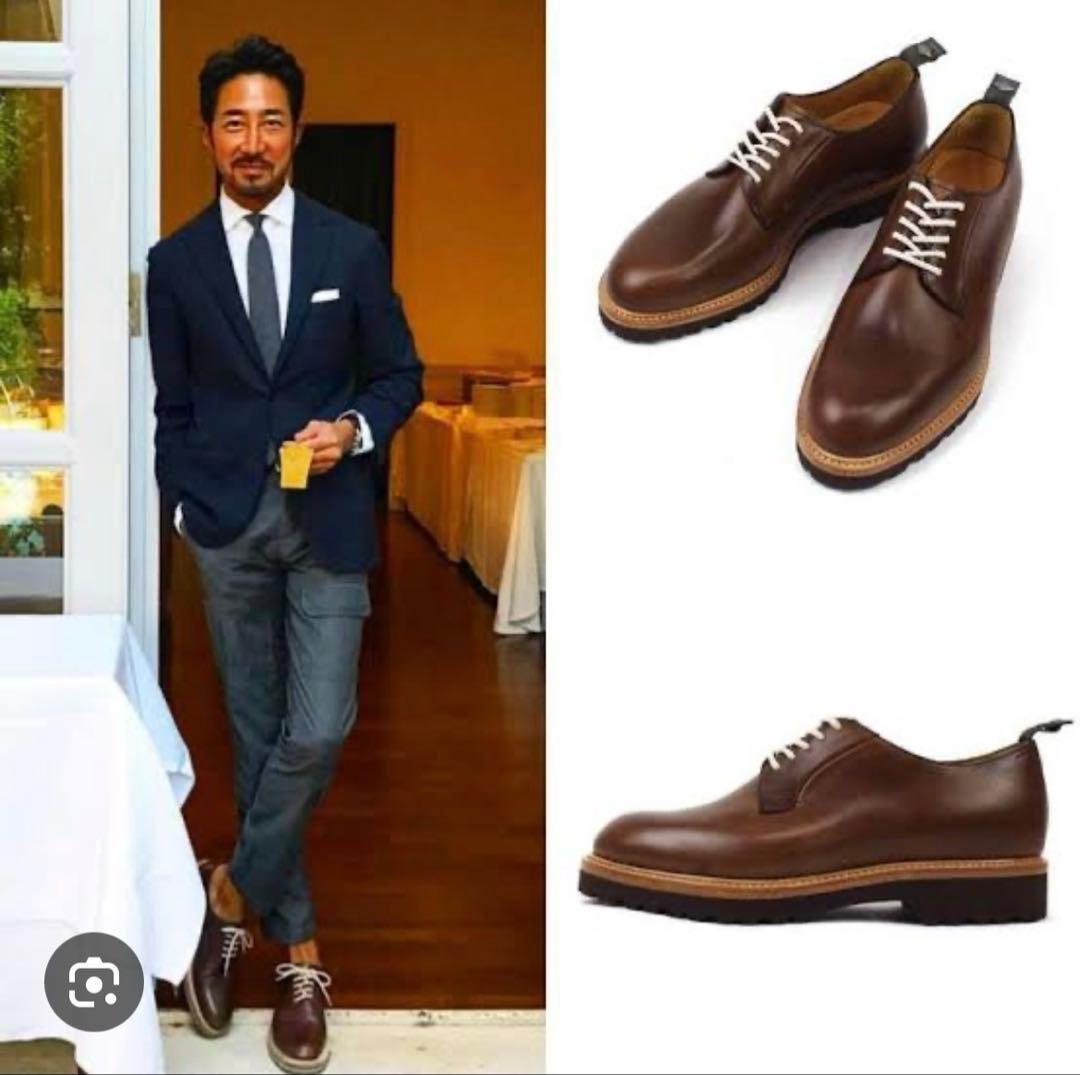 美品】WH ブラウン レザー プレーントゥサイズ9 干場義雅 美品】WH ブラウン レザー プレーントゥサイズ9 干場義雅