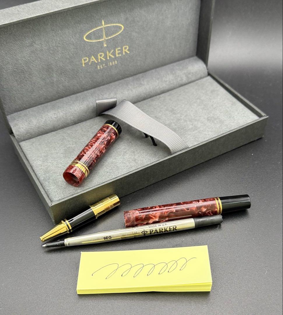 PARKER ローラーボール デュオフォールド レッドマーブル