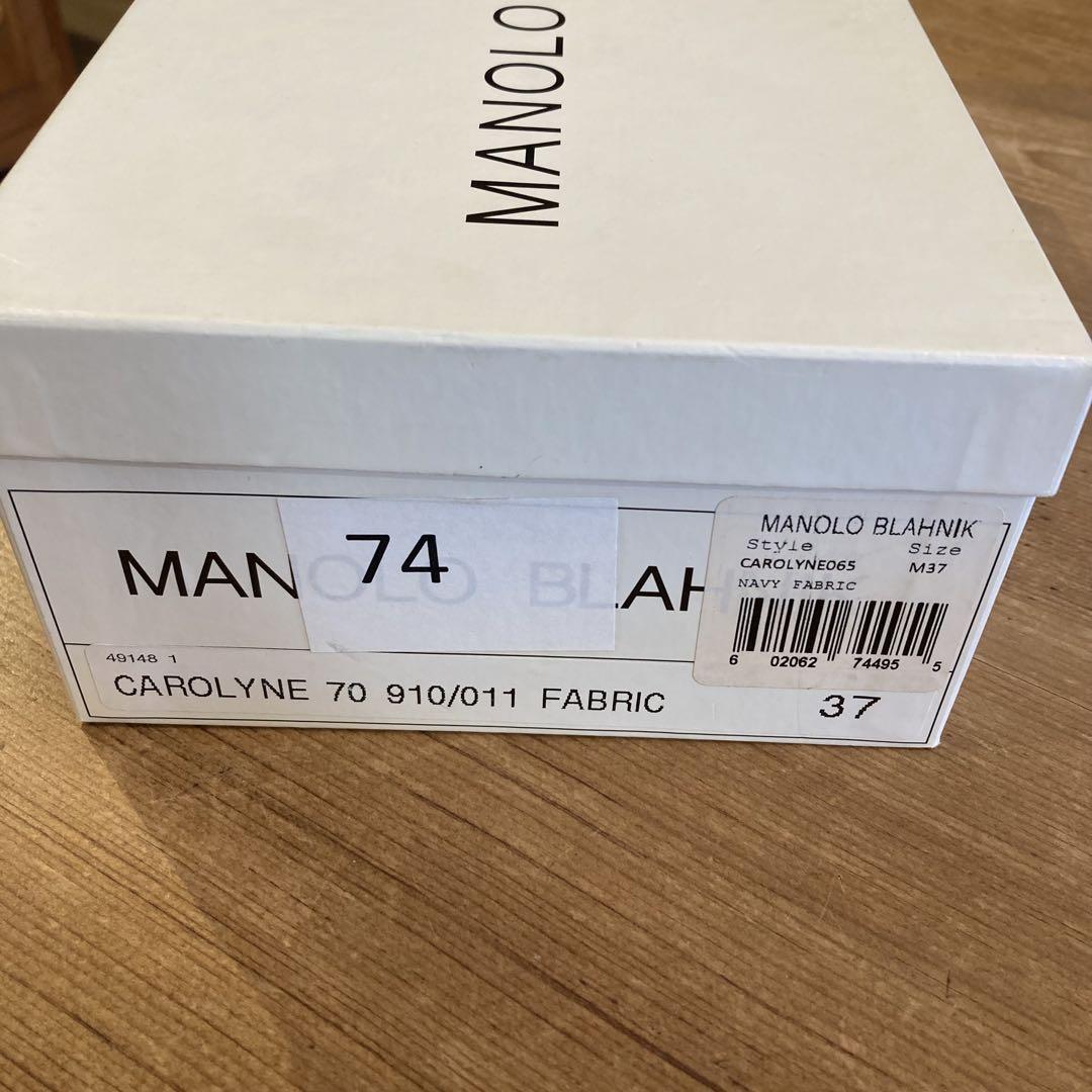 <美品> 箱 保存袋付き MANOLO BLAHNIK ダークブルー ハイヒール