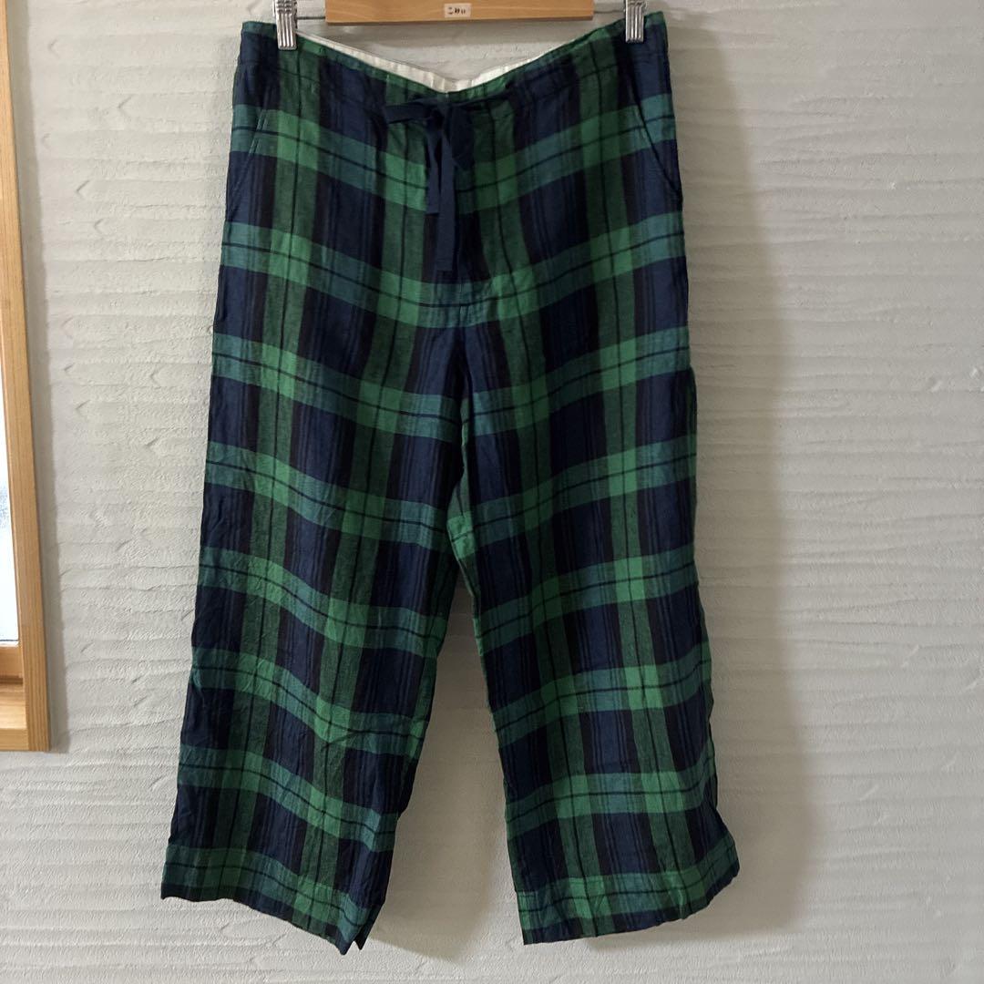 【正規品】 ビームスボーイ☆リネンチェックイージーパンツ グリーン p2501 パンツ