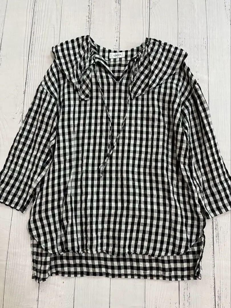 美品 LOISIR ギンガムチェックブラウス