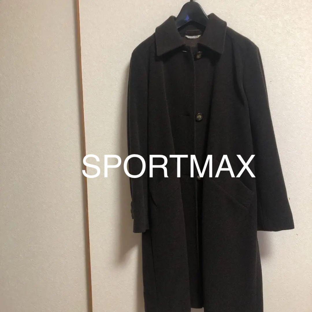 スポーツマックス ウールトレンチコート アイボリー/ブラック ストレッチステンカラーコート 黒無地 MAJI【AOKI公式通販】