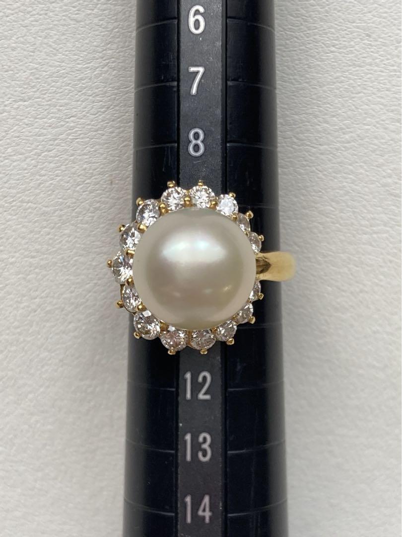 新品 K18 パール リング 10号 南洋パール 画像12