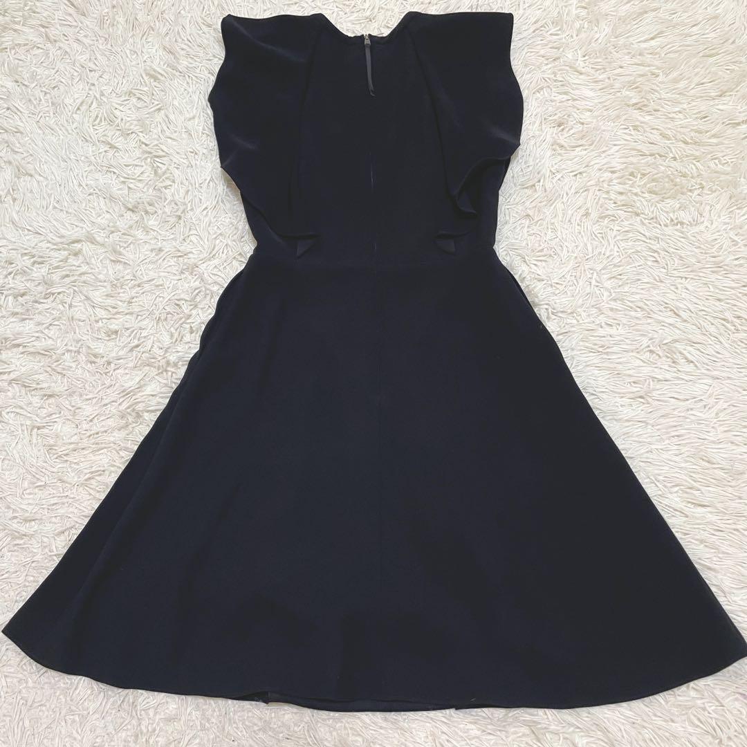 【美品】フォクシー ワンピース フリル Aライン ひざ丈 38 黒