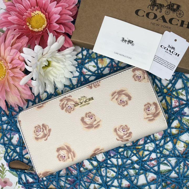 COACH 長財布 ホワイト バラ 薔薇 COACH 長財布 ホワイト バラ 薔薇