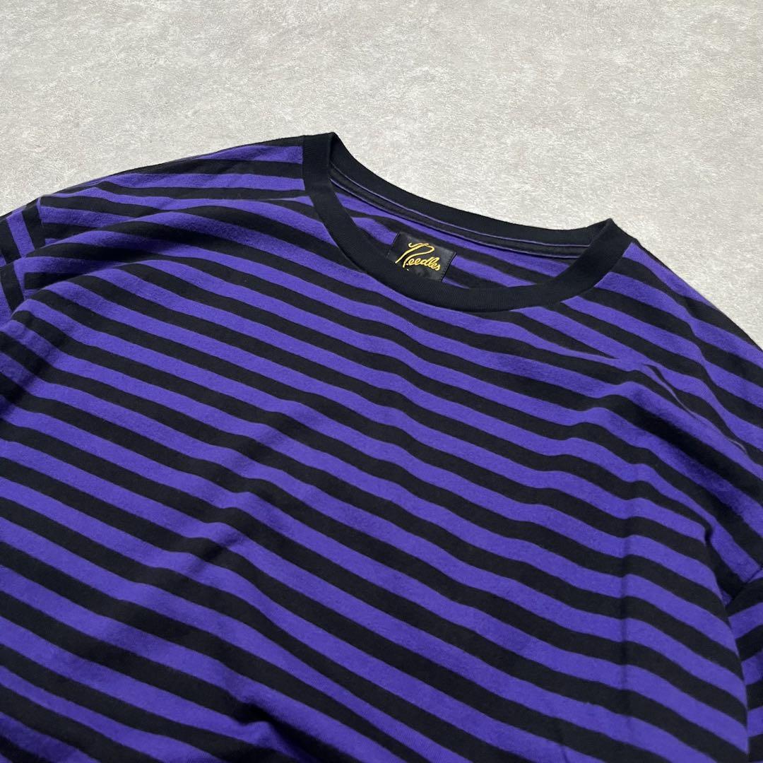 WEB限定お買い得商品の新着アイテム Tシャツ ニードルズ needles 半袖 L パープル 紫 ボーダー トップス
