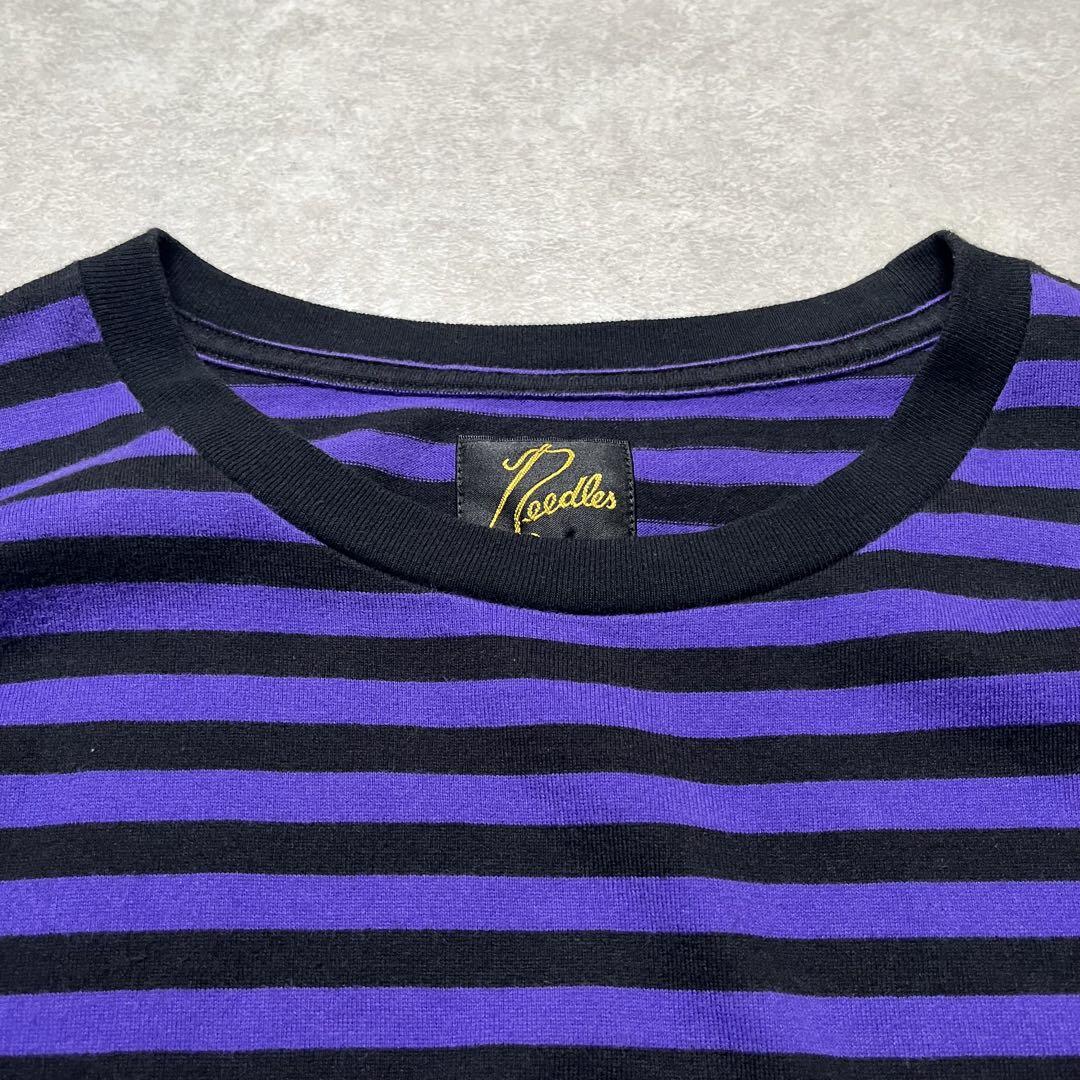 needles ニードルズ Tシャツ 半袖 ボーダー 紫 パープル L