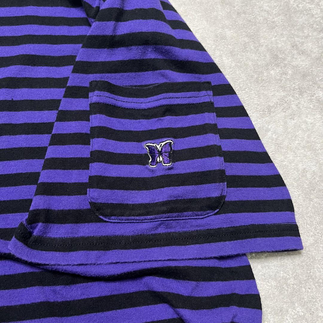 2025人気No.1の ボーダー 半袖 Tシャツ ニードルズ needles 紫 L パープル トップス
