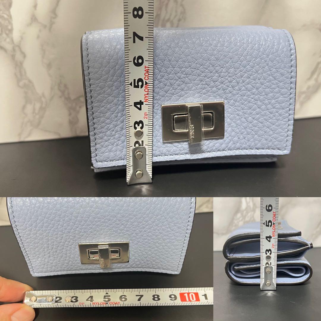 財布 未使用 フェンディ fendi レザー コンパクト財布 ブルーピーカブー 画像11