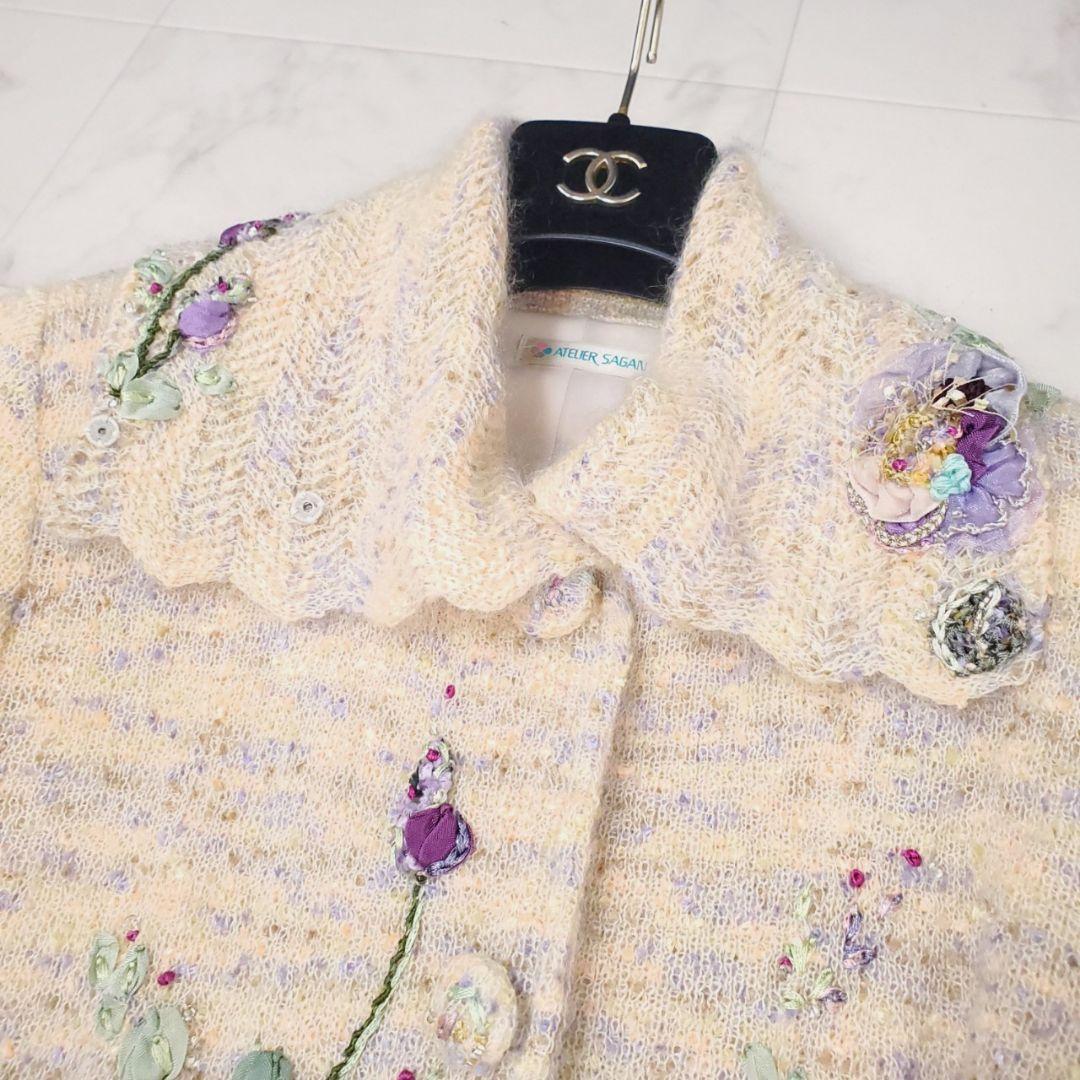 ATELIER SAGAN アトリエサガン カーディガン ニット 花モチーフ