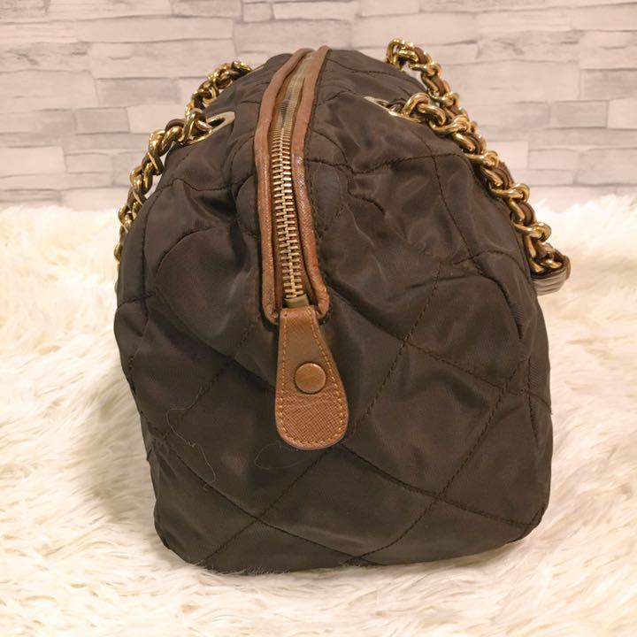 限定SALE送料無料 ✨美品✨PRADA 三角ロゴ 茶色 白タグ t9gyj-m18759499878 ハンドバッグ キルティング チェーン 格安最新品