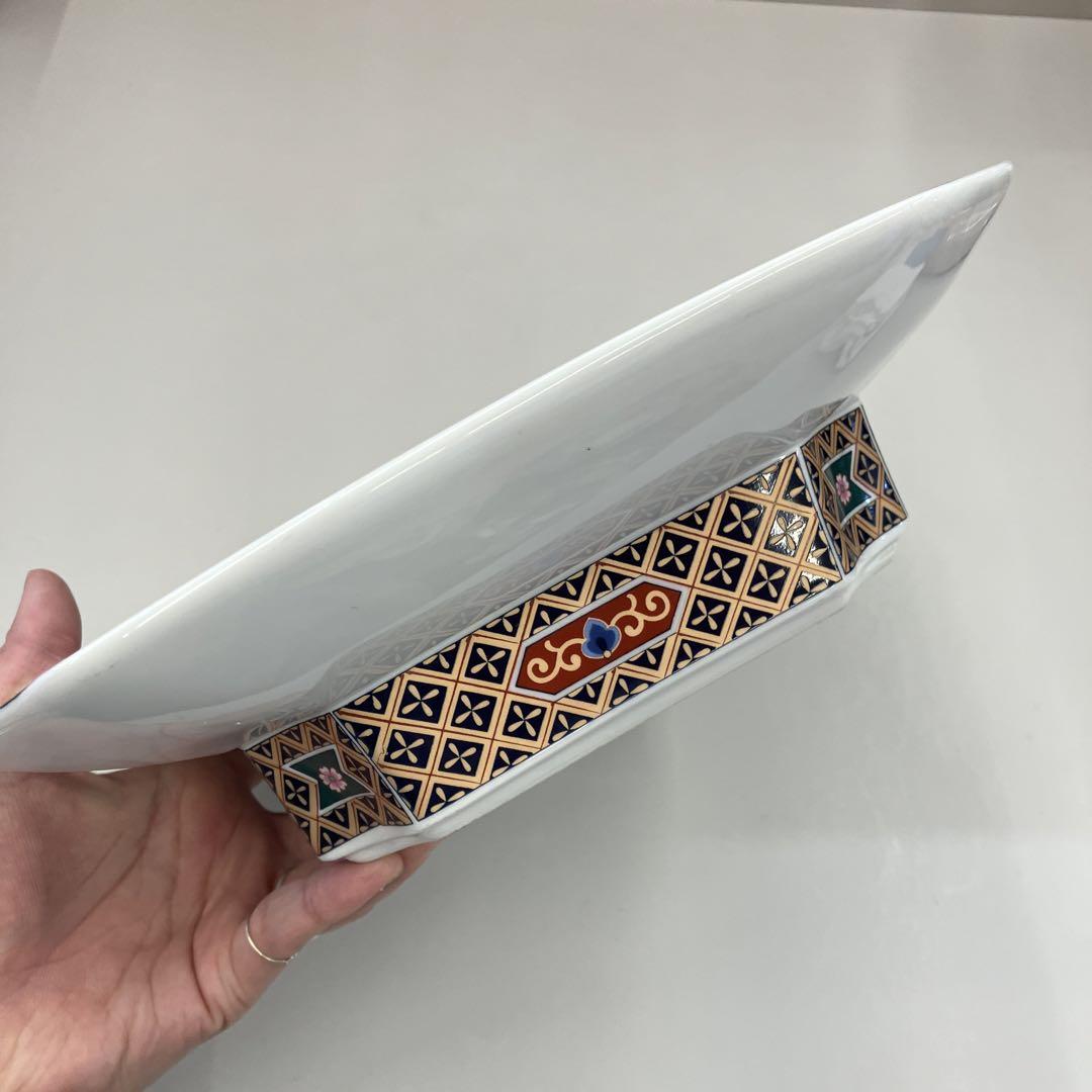 昭和レトロ 九谷焼 陶峰窯 花紋 色絵 置型 灰皿 アッシュトレイ