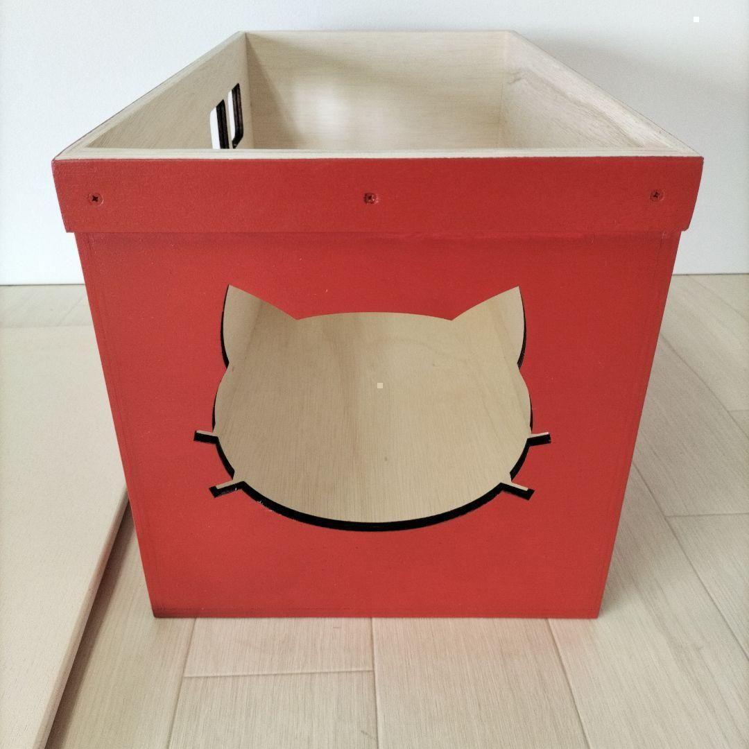 44《キャットハウス》木製ハウス 猫 保護猫 ケージ りんご箱 犬