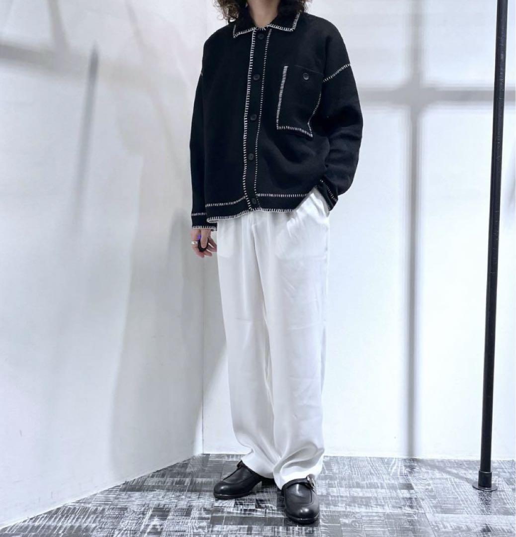 ブランケットステッチシャツニット