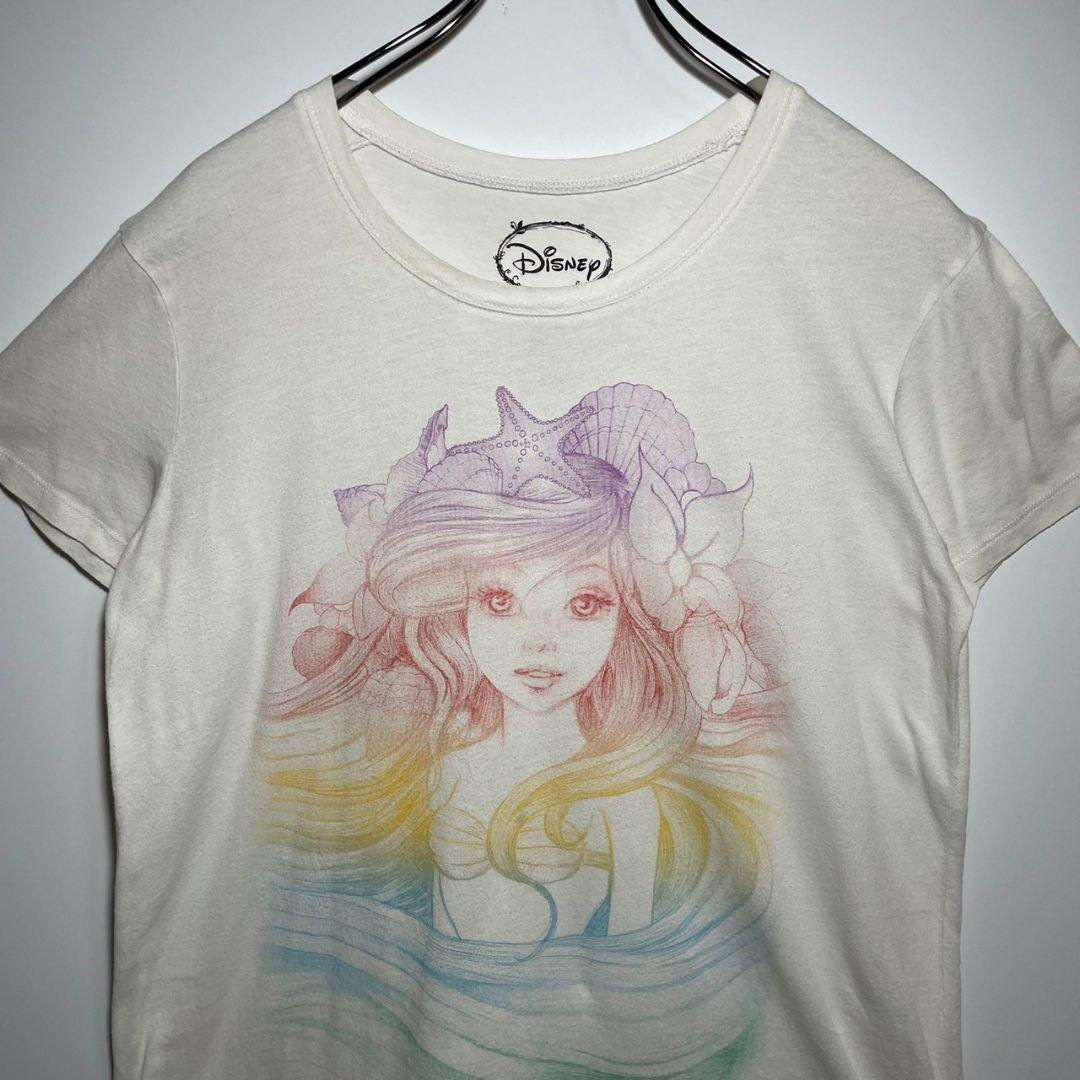 Disney　ディズニー　Tシャツ　サイズM　デカロゴ　人魚　リアル　希少　古着