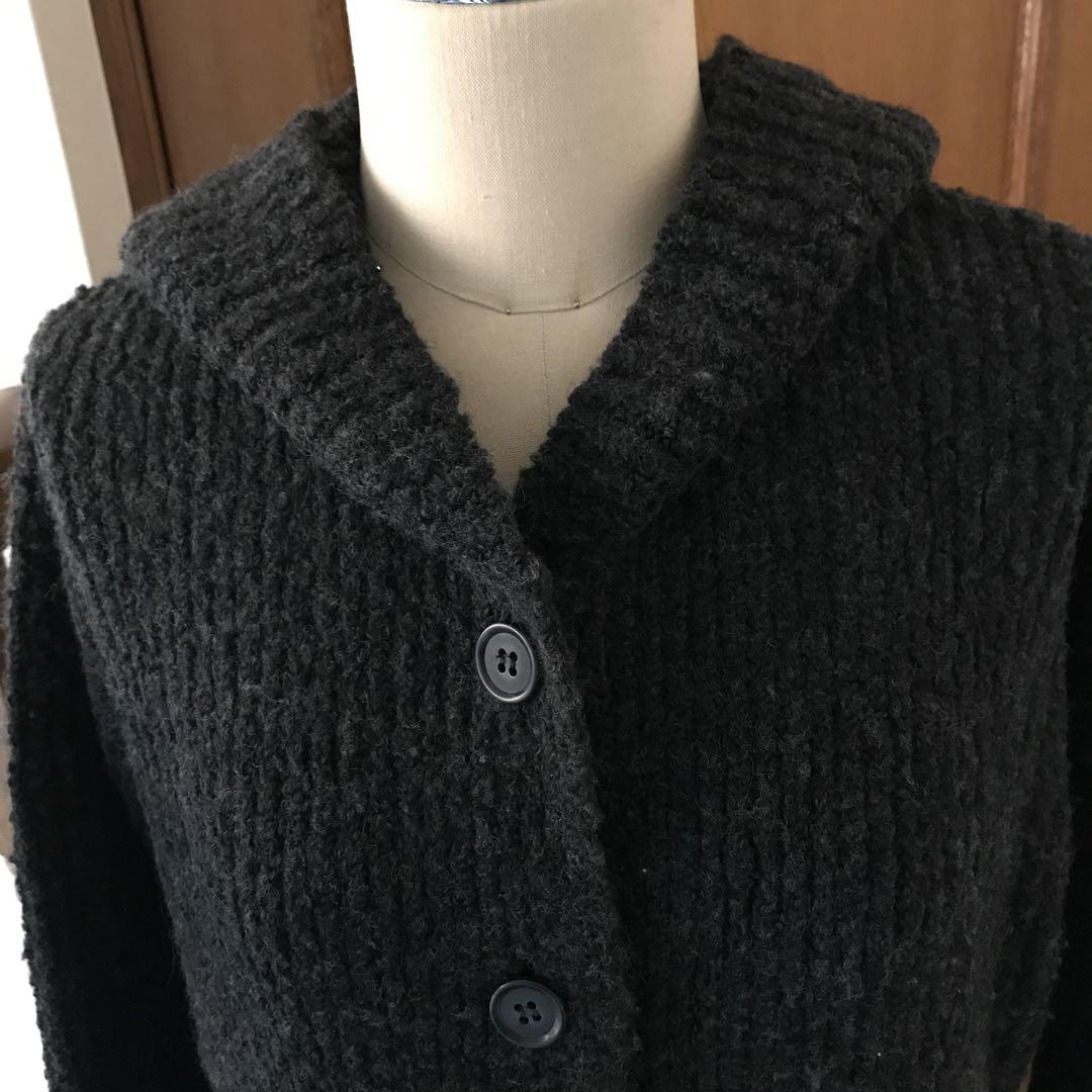 ※美品　ELIN(green label relaxing) ミドルコート ノーカラーZIPミドルコート【洗濯機洗い可／抗ピル