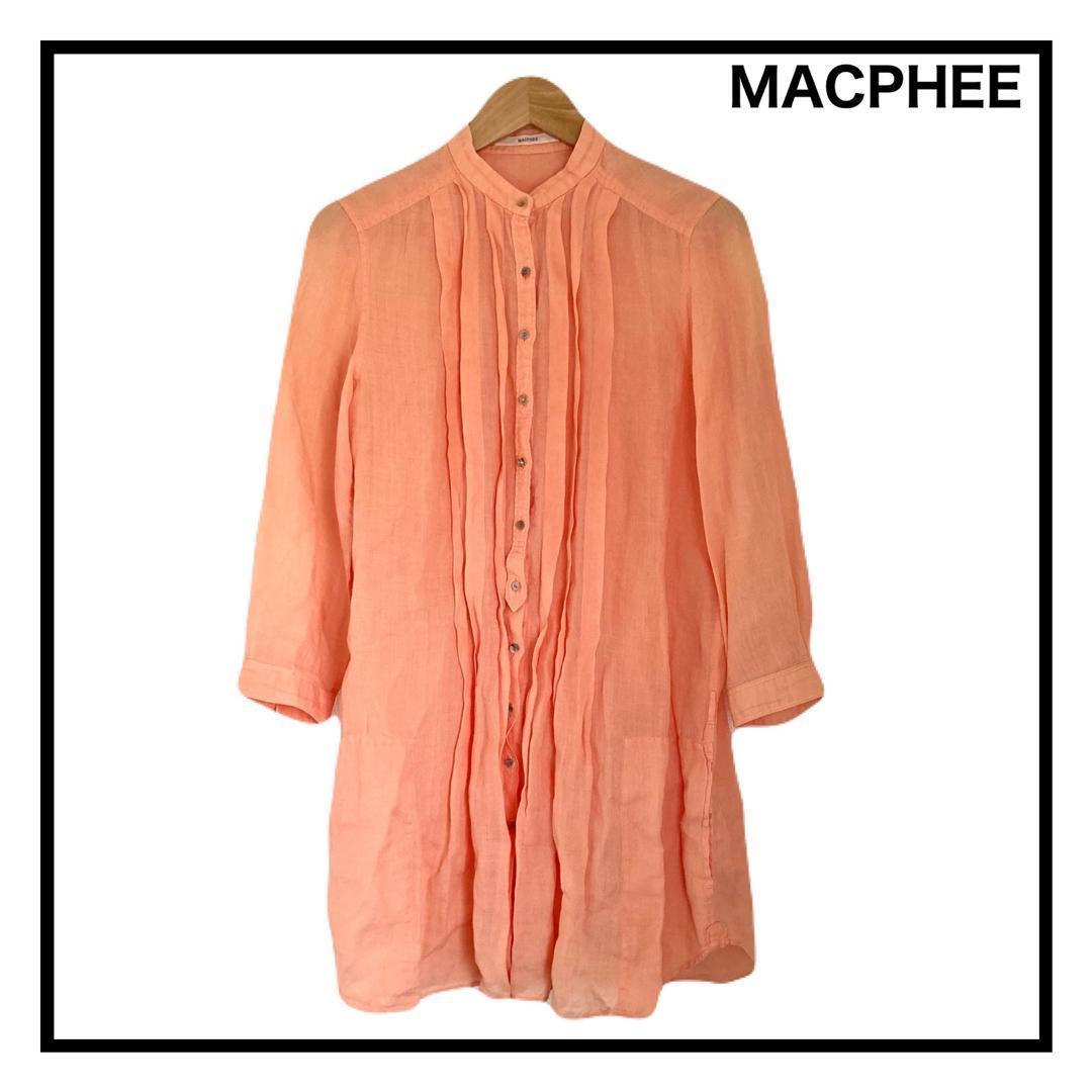 MACPHEE　シアートップスシャツ　リネン100%　透け感　レディース　38