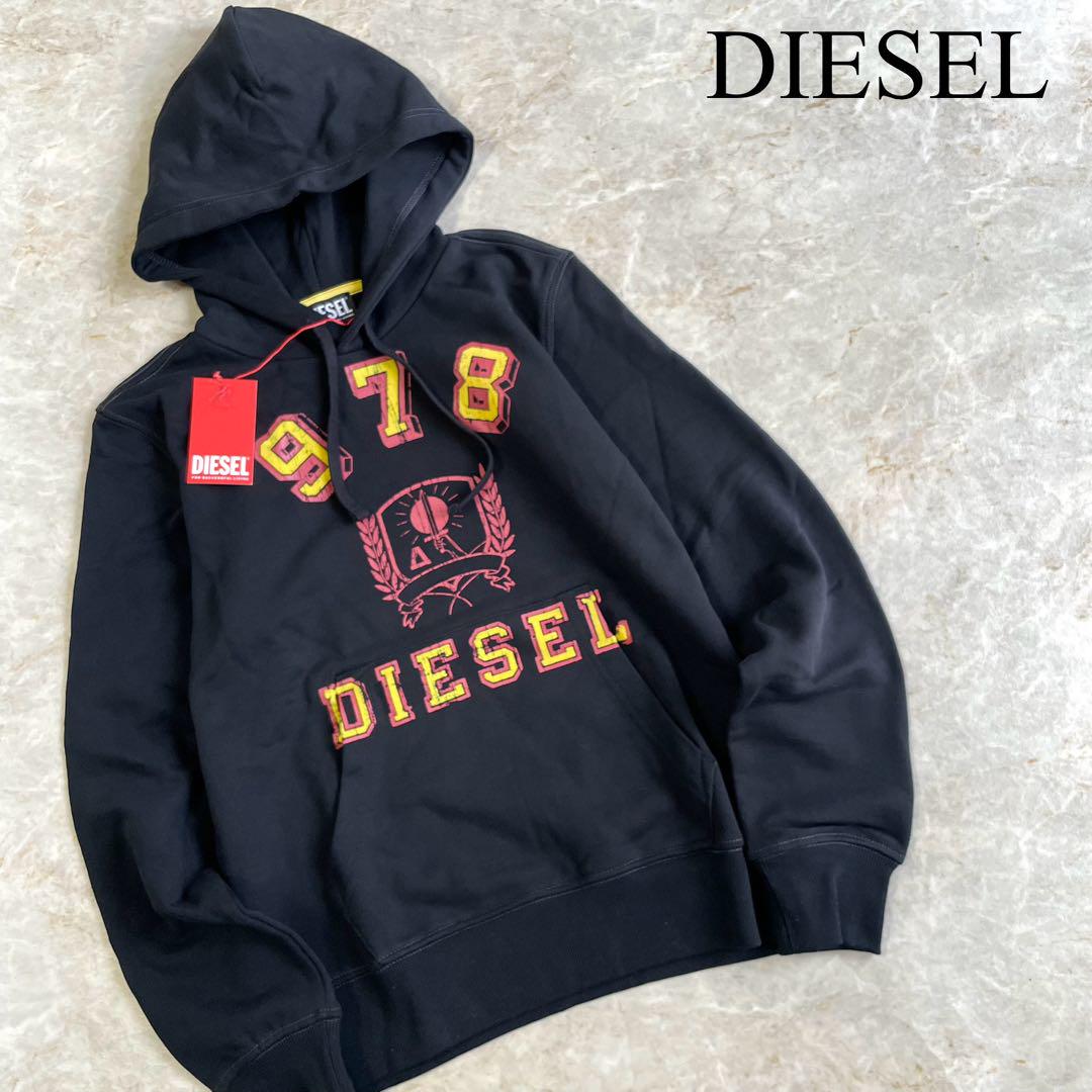 ★未使用★ DIESEL S-GINN-HOOD-E5 スウェット パーカー 黒