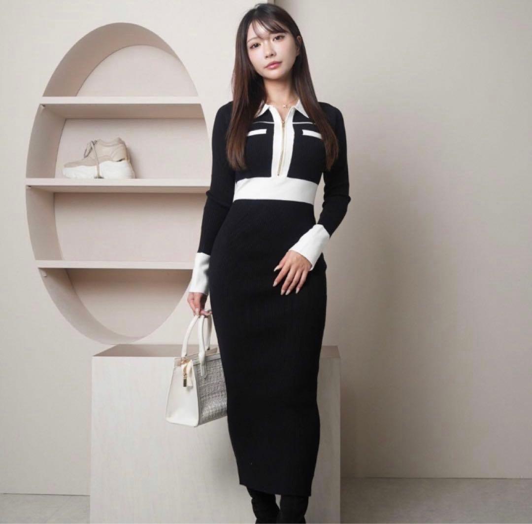 LIP SERVICE フロントZIPバイ ニットワンピースM LIP SERVICE