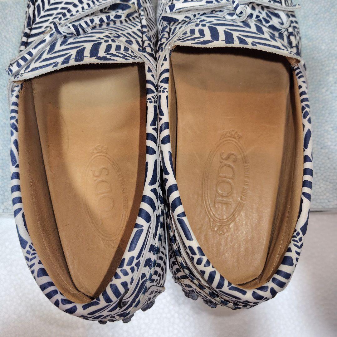 TOD'S トッズ ドライビングシューズ 7.5 ホワイトネイビー イタリア製