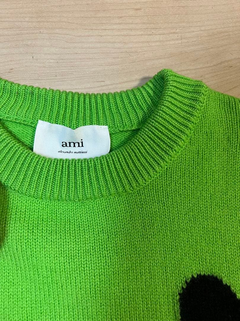 ami グリーン ニットセーター ハート刺繍 ami グリーン ニットセーター ハート刺繍