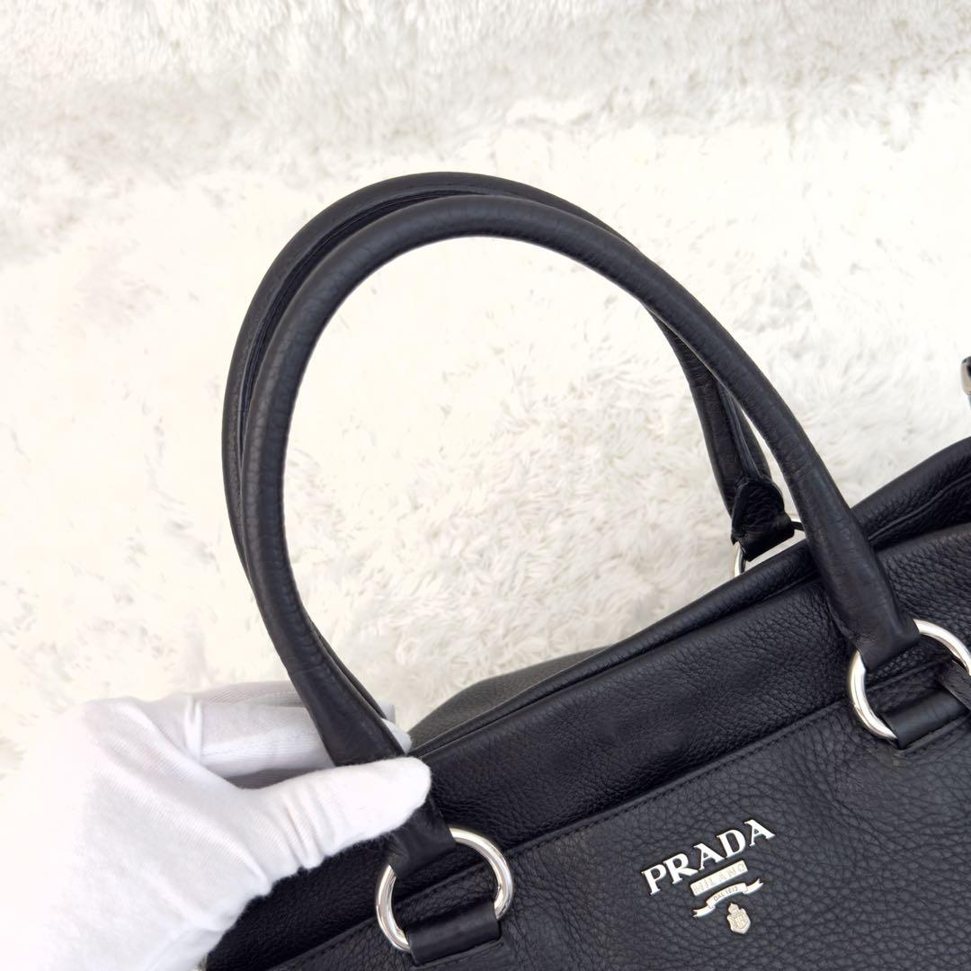 極美品✨PRADA プラダ ショルダーバッグ ハンドバッグ レザー ブラック