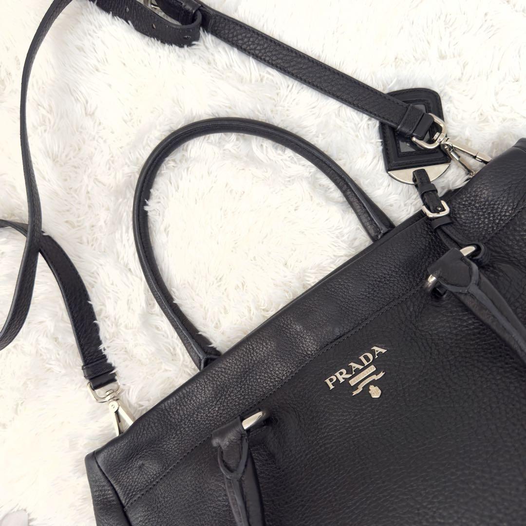 極美品✨PRADA プラダ ショルダーバッグ ハンドバッグ レザー ブラック