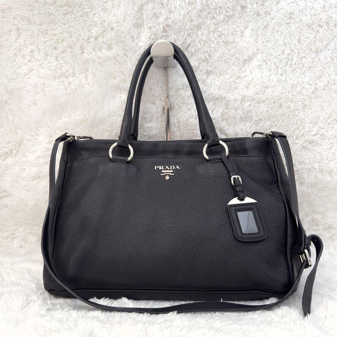 極美品✨PRADA プラダ ショルダーバッグ ハンドバッグ レザー ブラック