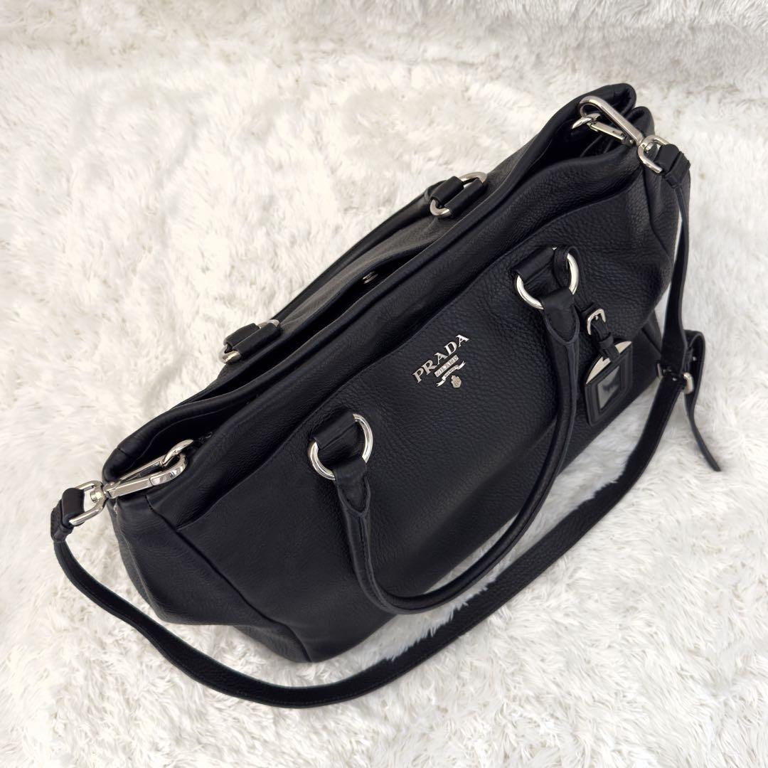 極美品✨PRADA プラダ ショルダーバッグ ハンドバッグ レザー ブラック