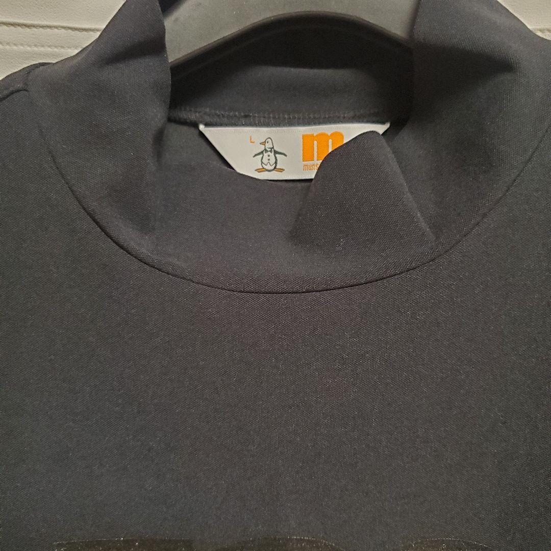 muningwear ブラック ハイネックシャツ　L　モックネック　ストレッチ
