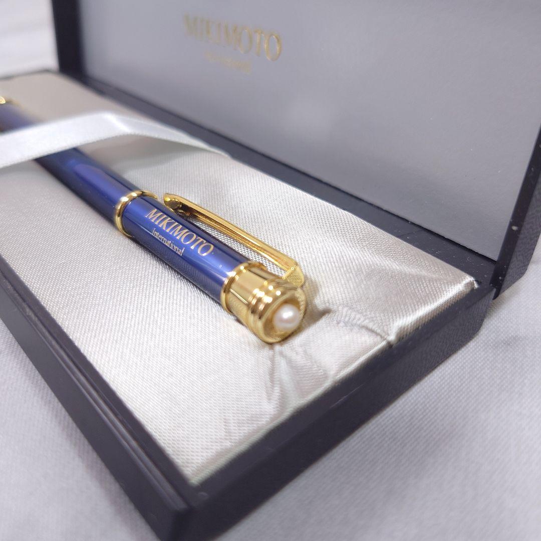 MIKIMOTO 新品同様 ミキモト ボールペン ブルー 金属製
