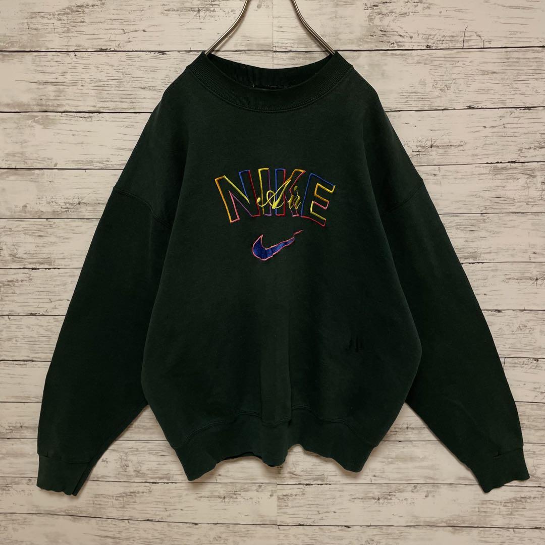 387【希少XLサイズ】ナイキ♤刺繍ビッグロゴ　90s 銀タグ　スウェット　人気
