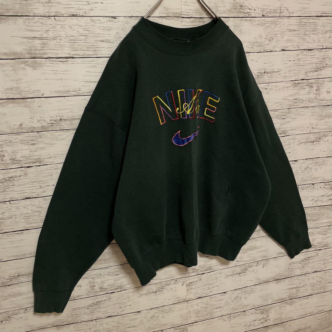 387【希少XLサイズ】ナイキ♤刺繍ビッグロゴ　90s 銀タグ　スウェット　人気