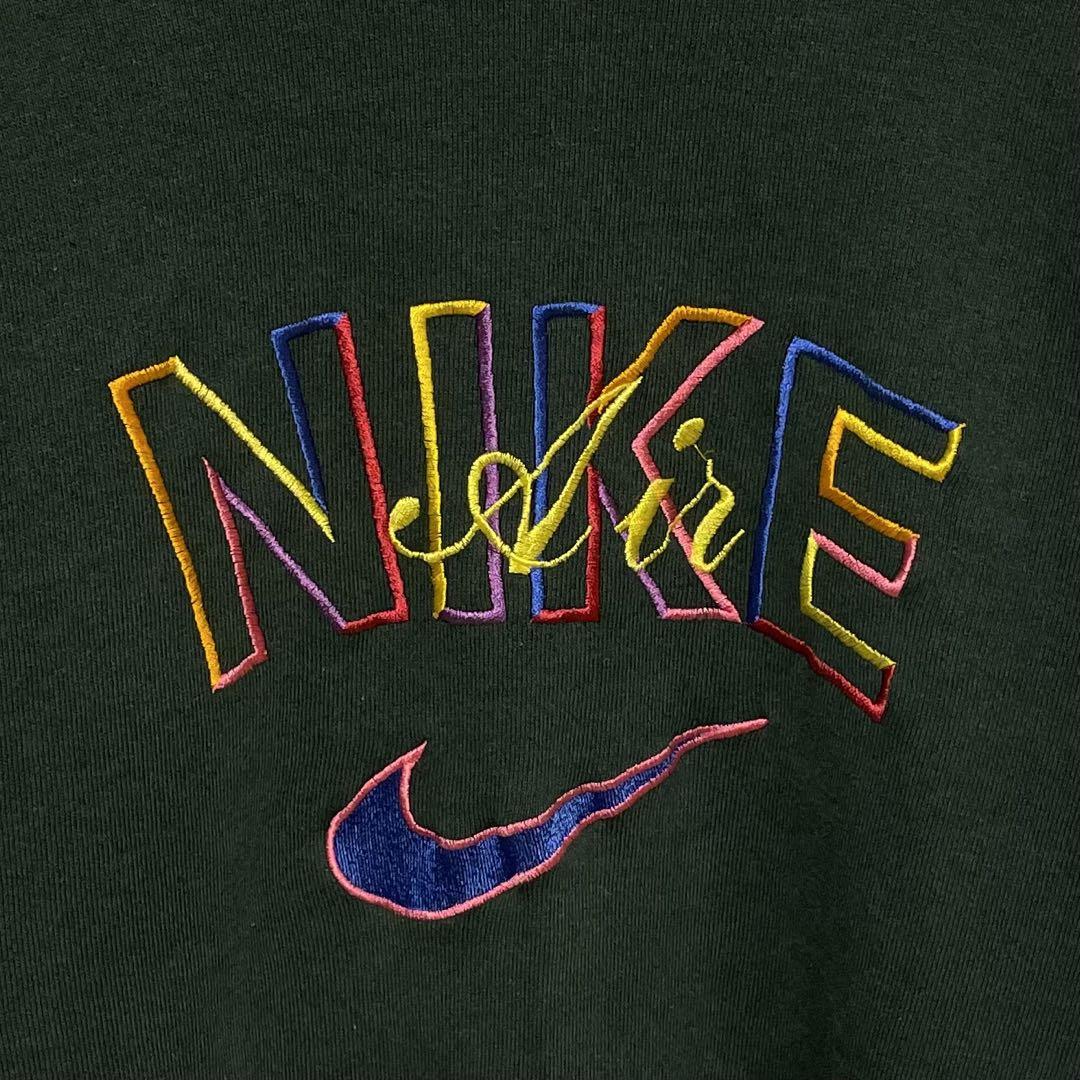 387【希少XLサイズ】ナイキ♤刺繍ビッグロゴ　90s 銀タグ　スウェット　人気