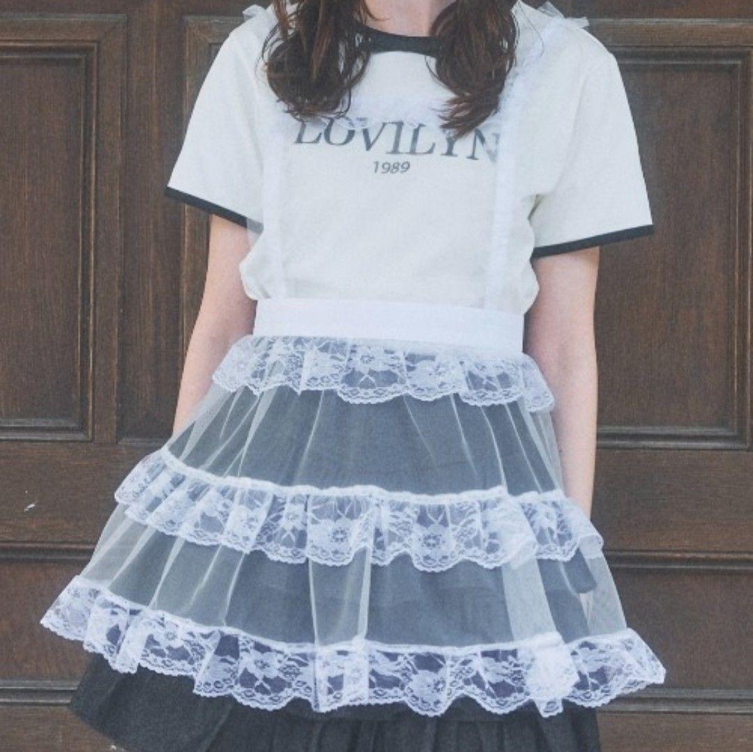 【完売品】lovilyn 推し活チュールエプロンワンピース ホワイト FREE