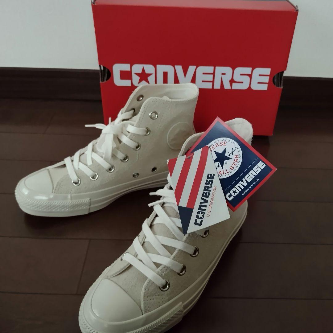 新品 コンバース ハイカット スエード アイボリー 22.5cm 箱付 新品 コンバース ハイカット スエード アイボリー 22.5cm 箱付