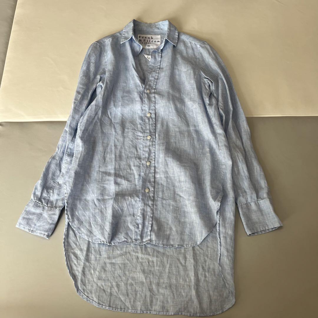 福袋安いいね半額ストア 極美品】フランク＆アイリーン ロンハーマン XXS 水色 GRAYSON シャツ+ブラウス(長袖+七分)