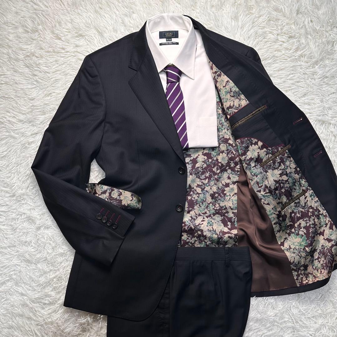 級 オーダー ポールスミス 花柄 赤ステッチ 光沢 総裏総柄黒XL LL Paul Smith COLLECTION