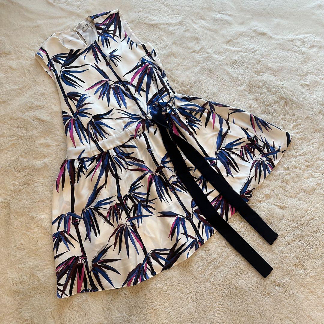 【美品】EMILIO PUCCI ミニワンピース シルク100% 38 Mサイズ 良品】 EMILIO PUCCI ノースリーブワンピース シルク ホワイト