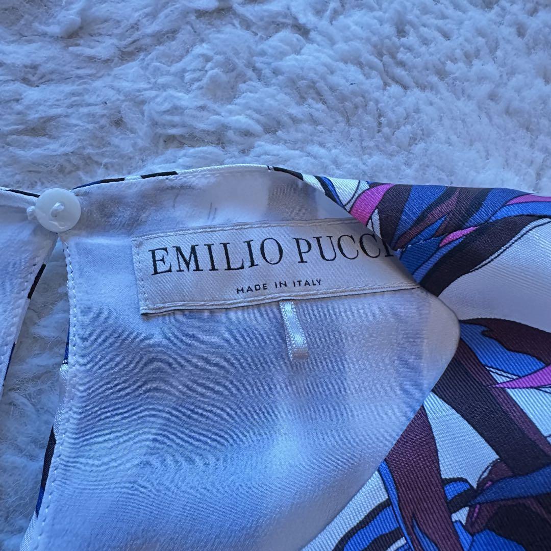EMILIO PUCCI◆ノースリーブブラウス/38/シルク/CRM/総柄 エミリオプッチ 新品タグ付き 定価9万 ノースリーブブラウス