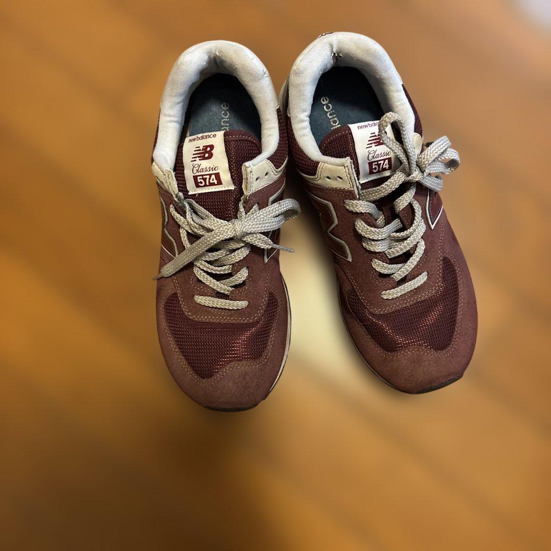 美品New Balance 574 バーガンディ スニーカー　箱無し New Balance ニューバランス 574 バーガンディ スニーカー