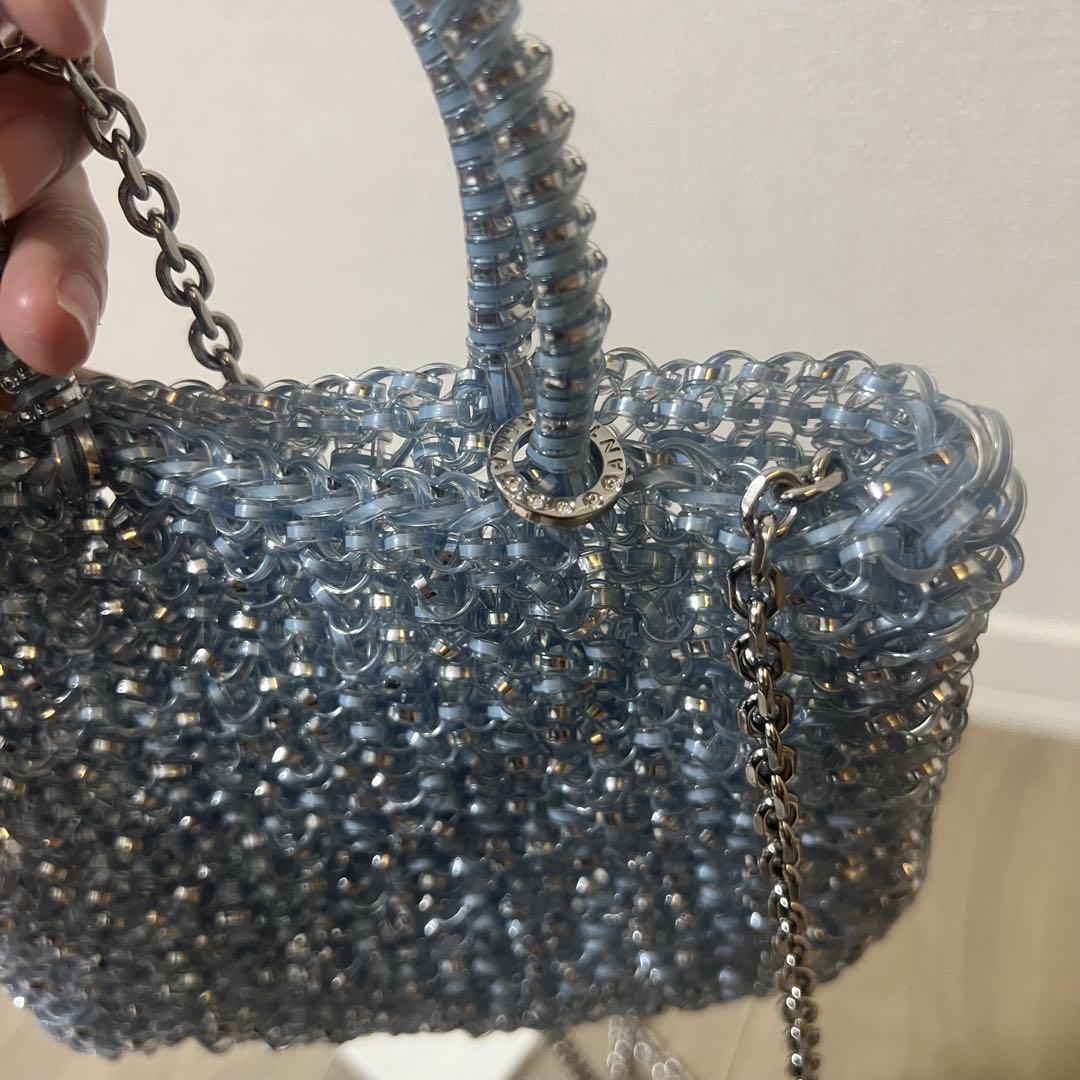 ANTEPRIMA ビーズ ハンドバッグ ブルー 保存袋付き