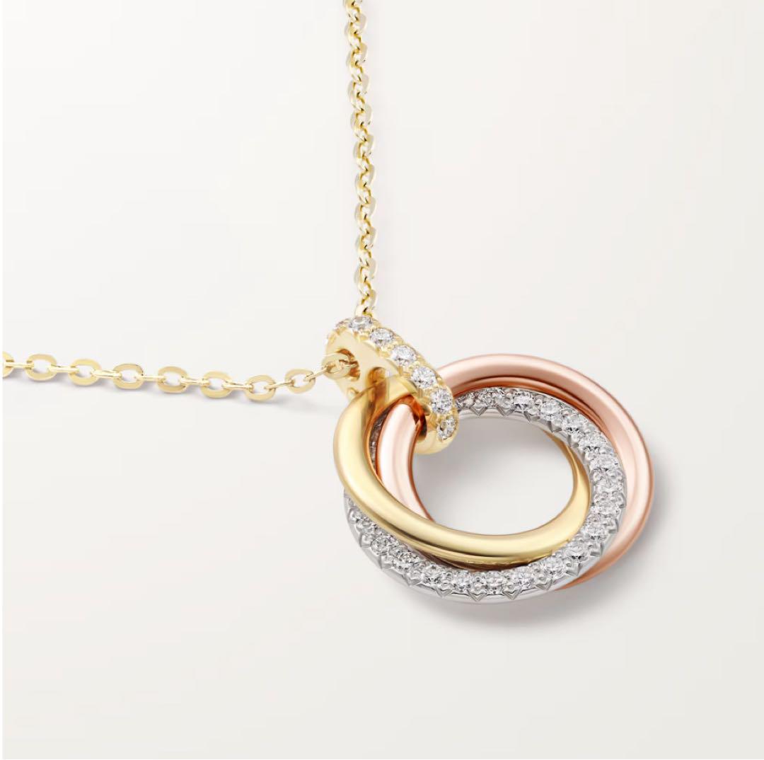 豪華 Cartier トリニティ ネックレス スモールモデル セミパヴェ アクセサリー