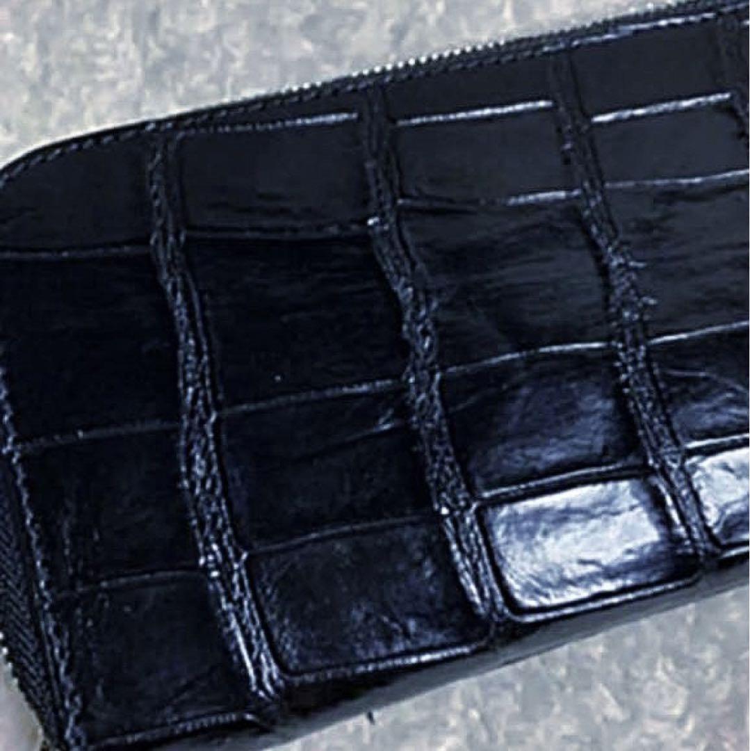 新品！光沢の美しいマットクロコ長財布ブラック